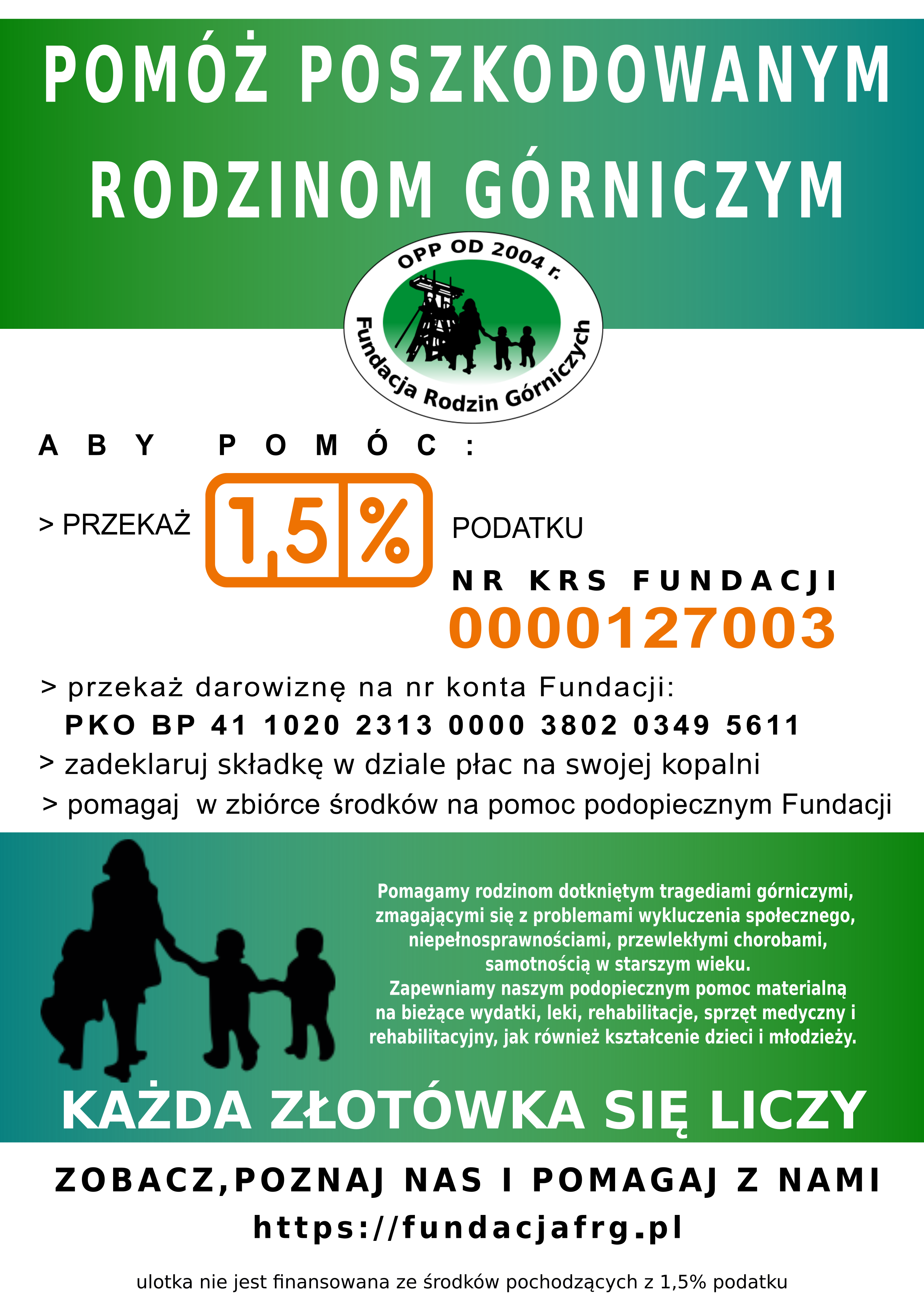 Fundacja Rodzin Górniczych prośba o odpis 1,5 % podatku