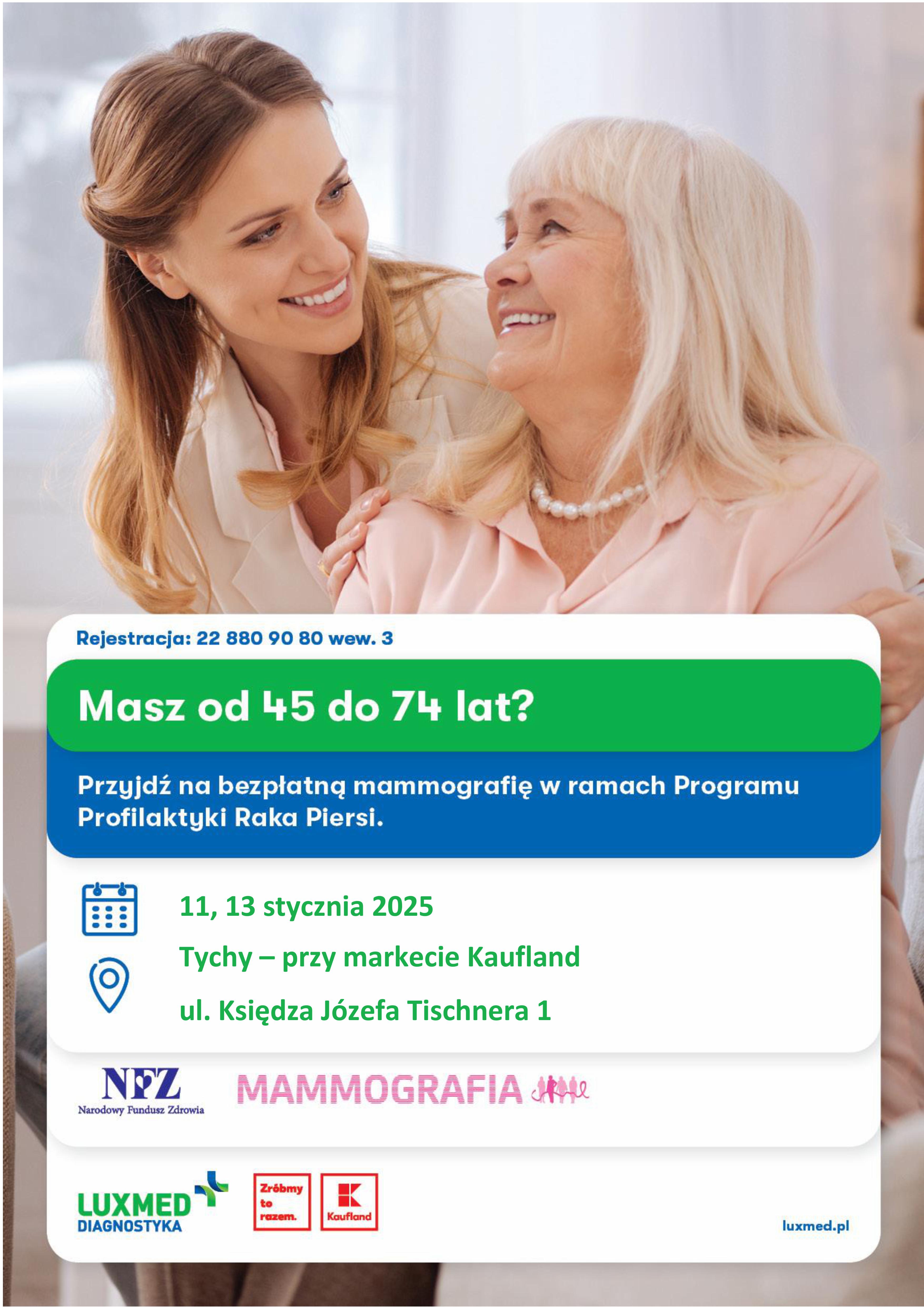Bezpłatne badania mammograficzne 